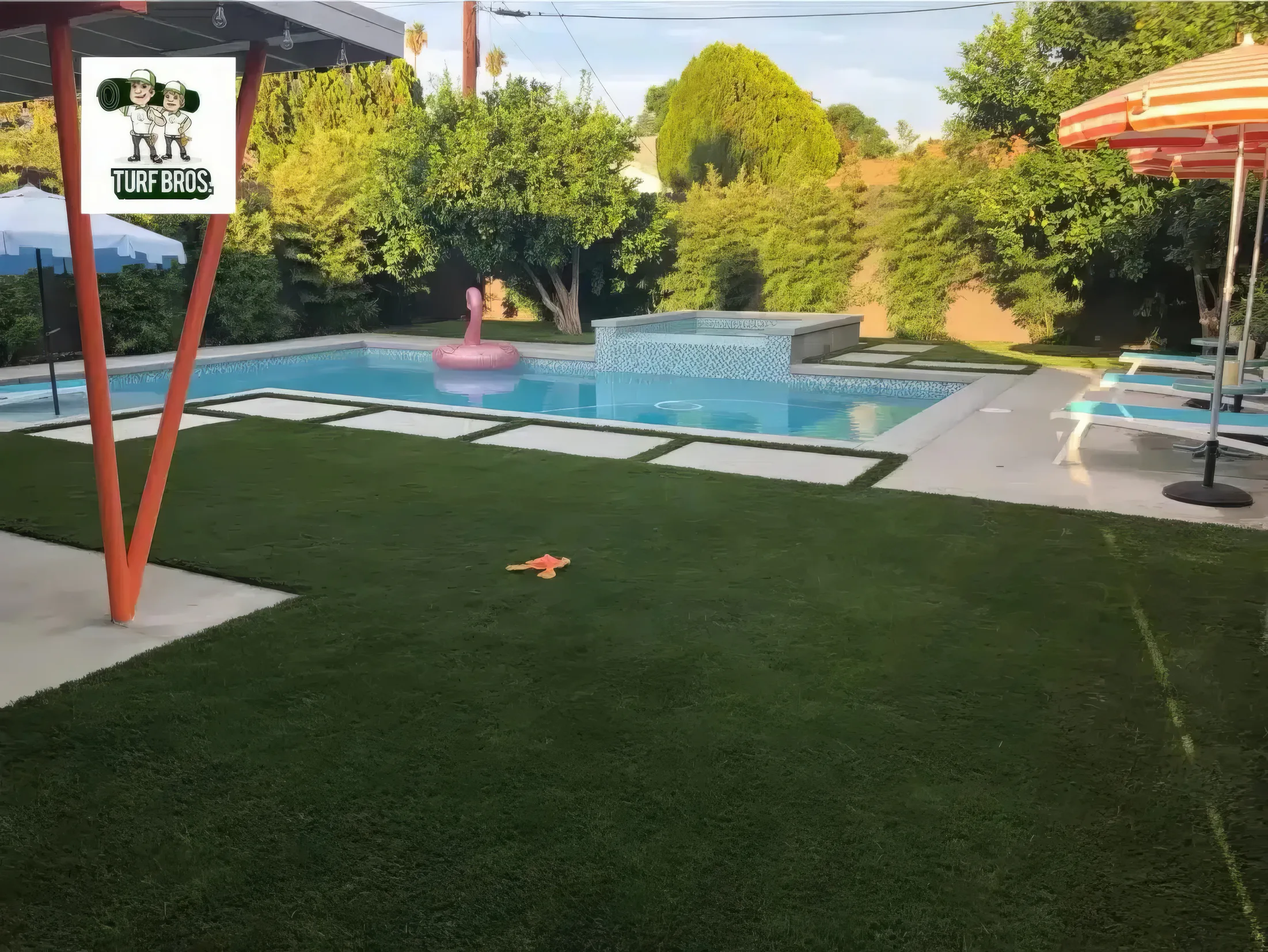 After: a patchy backyard transformed into a flawless artificial grass lawn